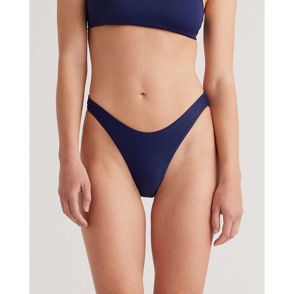 Quince Italian High Leg Bikini Bottom Deep Navy NEW Womens XS